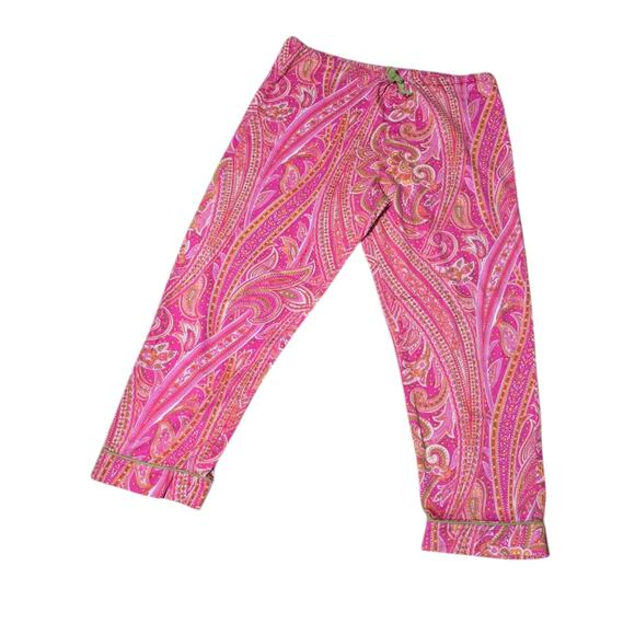 Bed Head Cropped‎ Pajama Pants M Pink & Green Paisley PJ Bottoms 100% Cotton - Picture 9 of 11